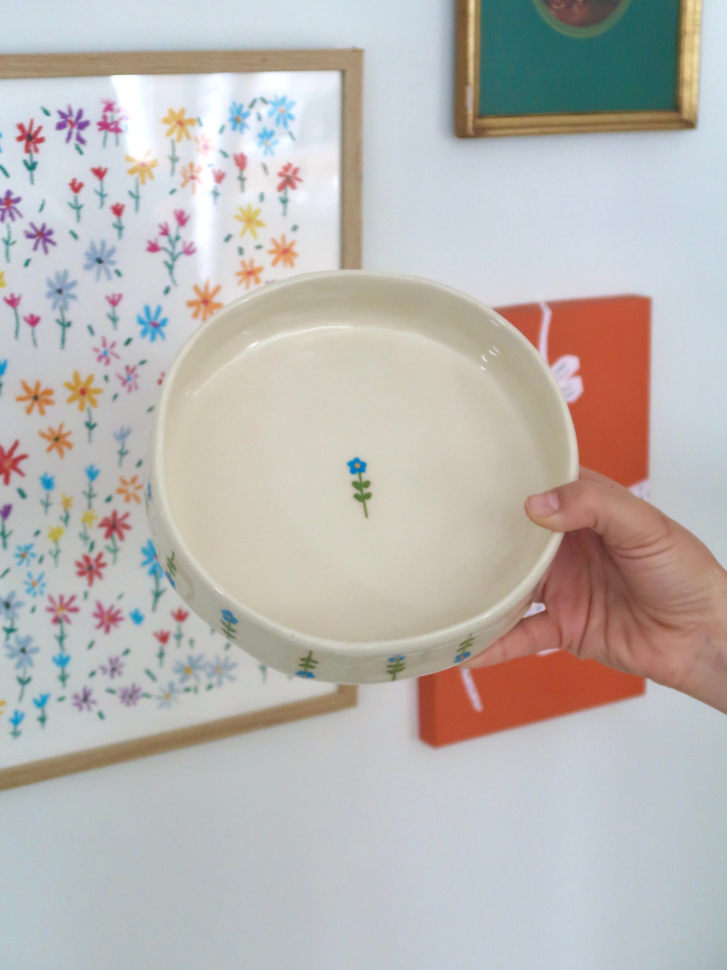 Bowl with blue flowers - medium size