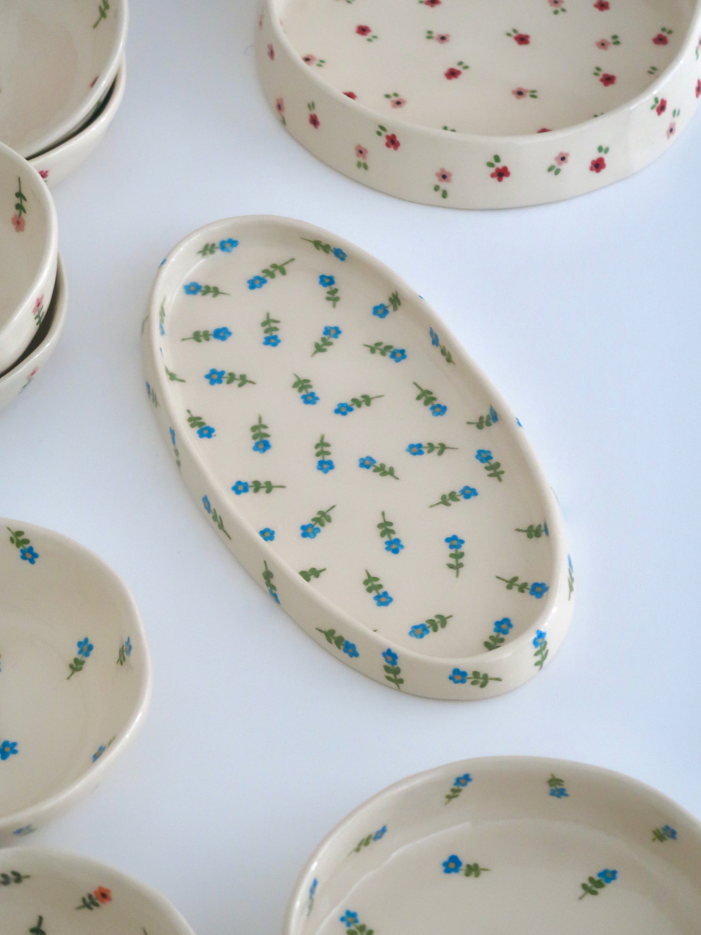 Platter with blue flowers
