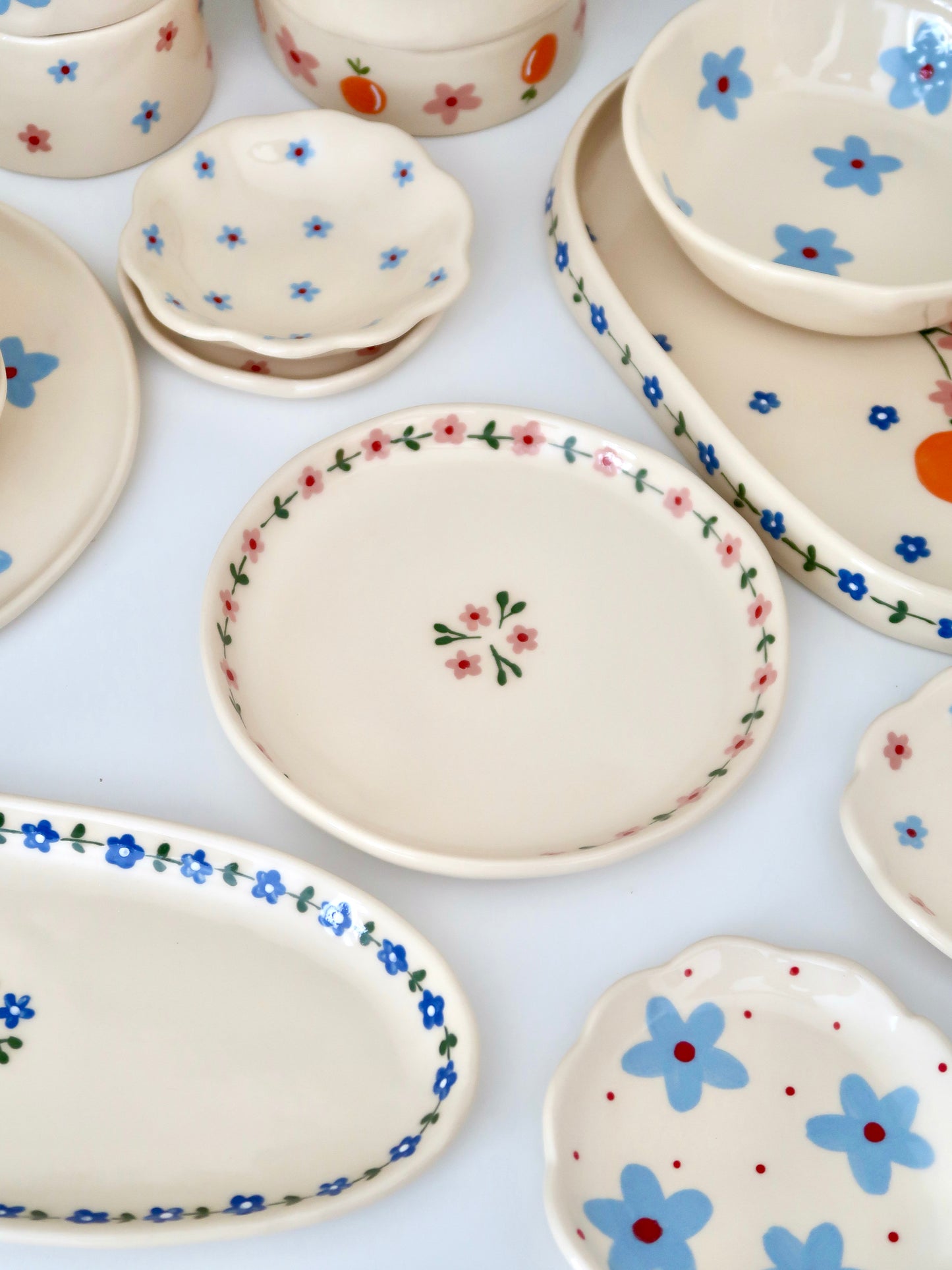 Breakfast/ dessert plate with pink flowers