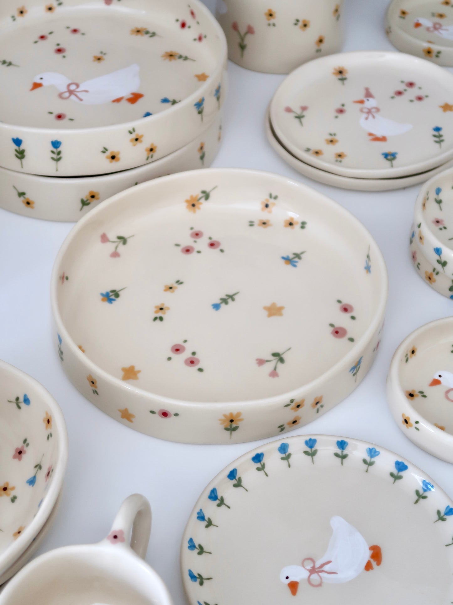 Bowl with multicolor flowers - big size