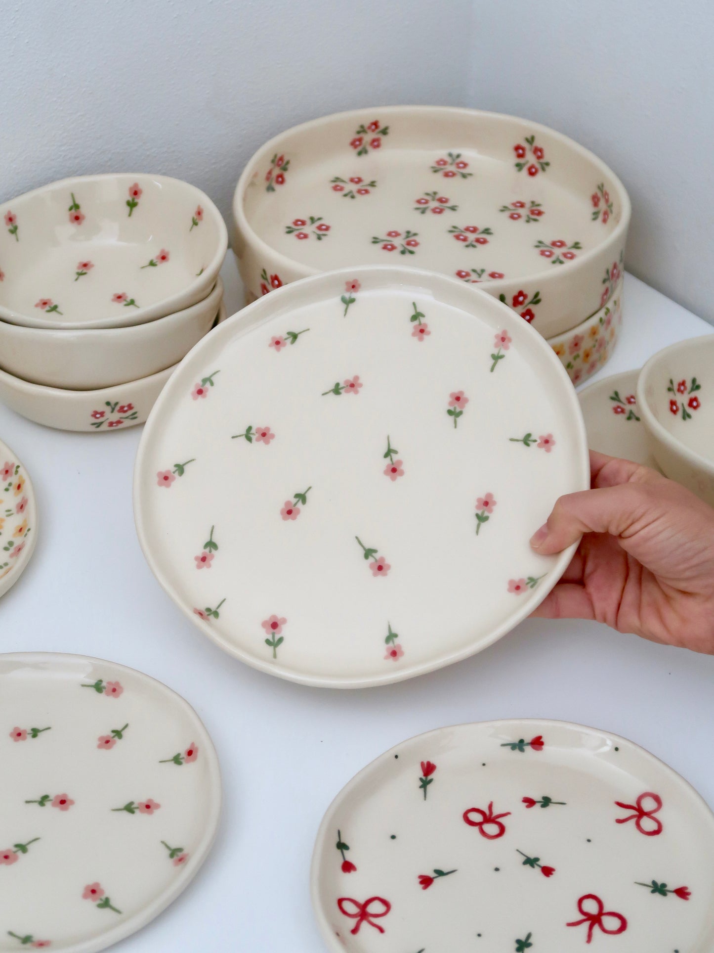 Plate with pink flowers