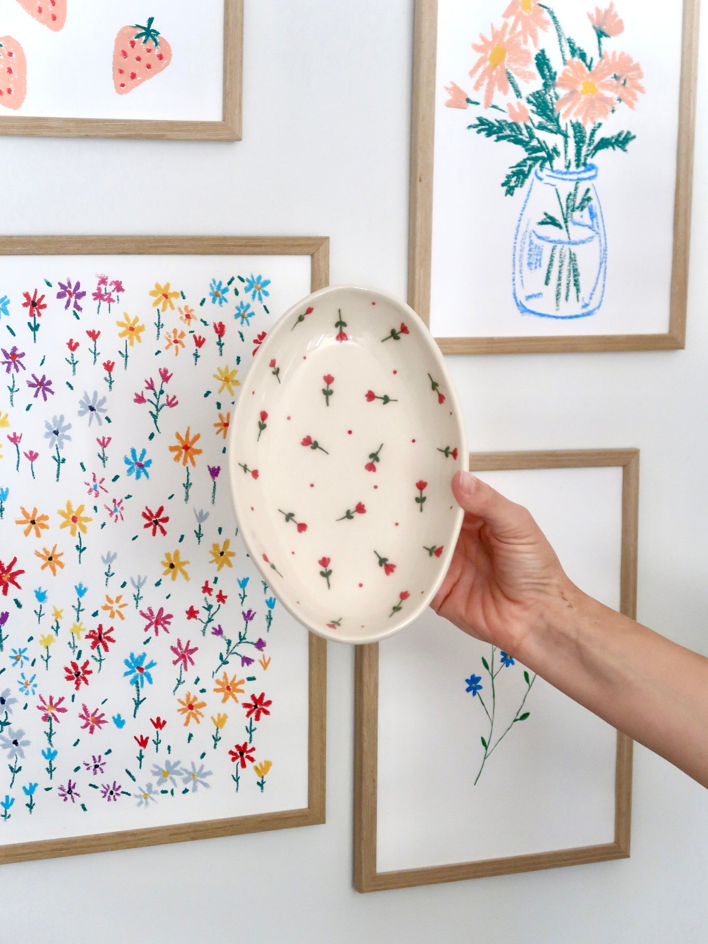 Platter with red flowers