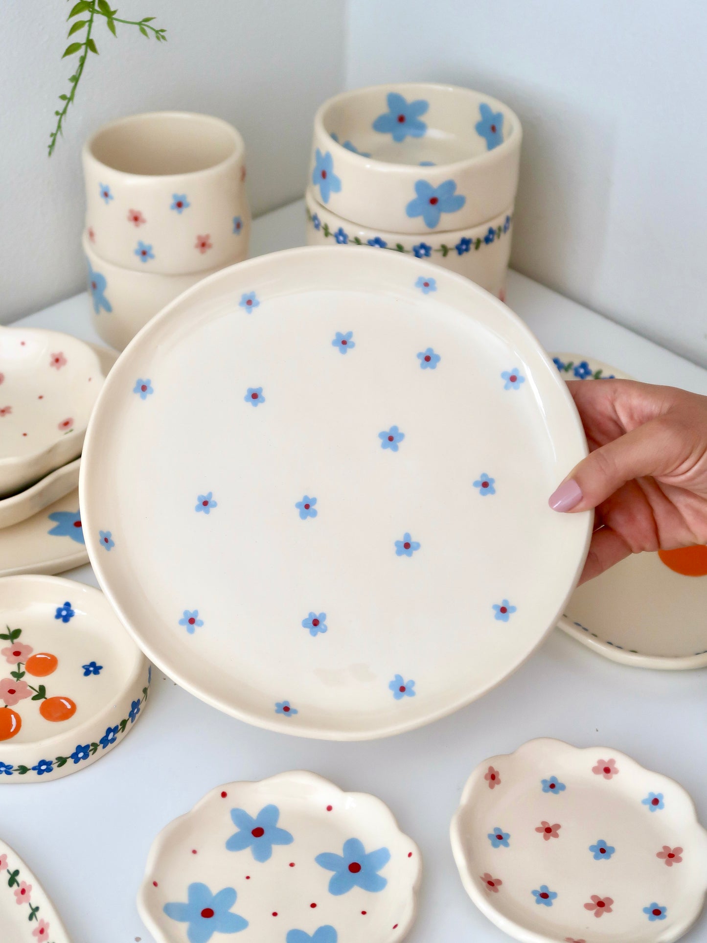 Plate with blue flowers