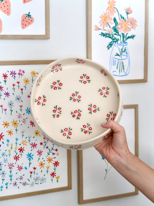 Large bowl with red flowers