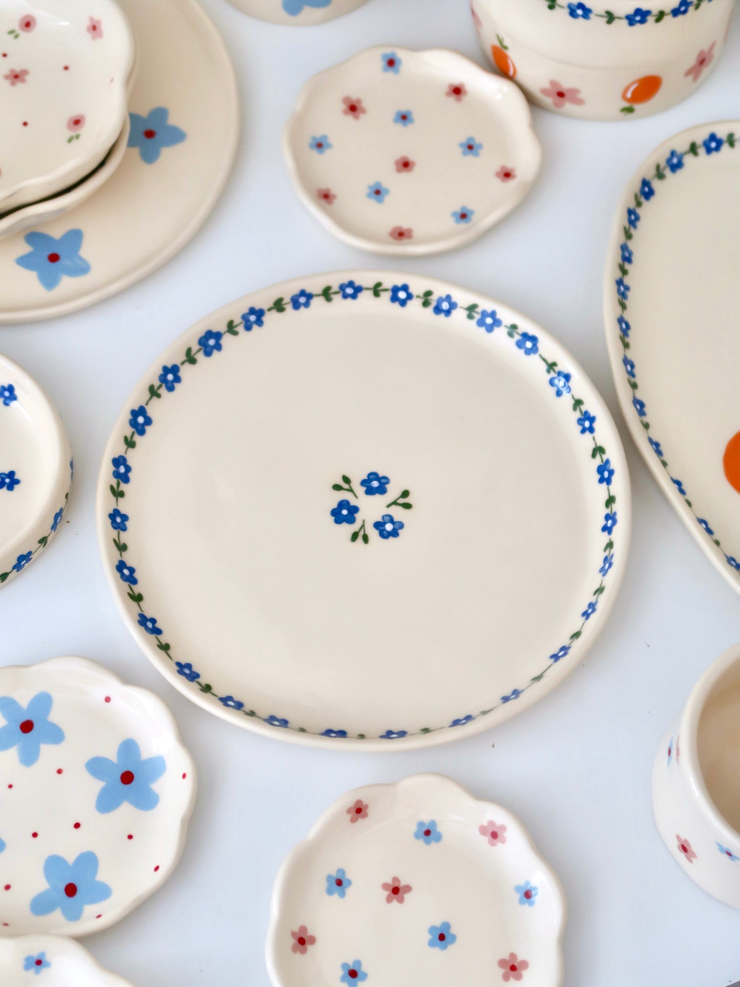 Plate with blue flowers