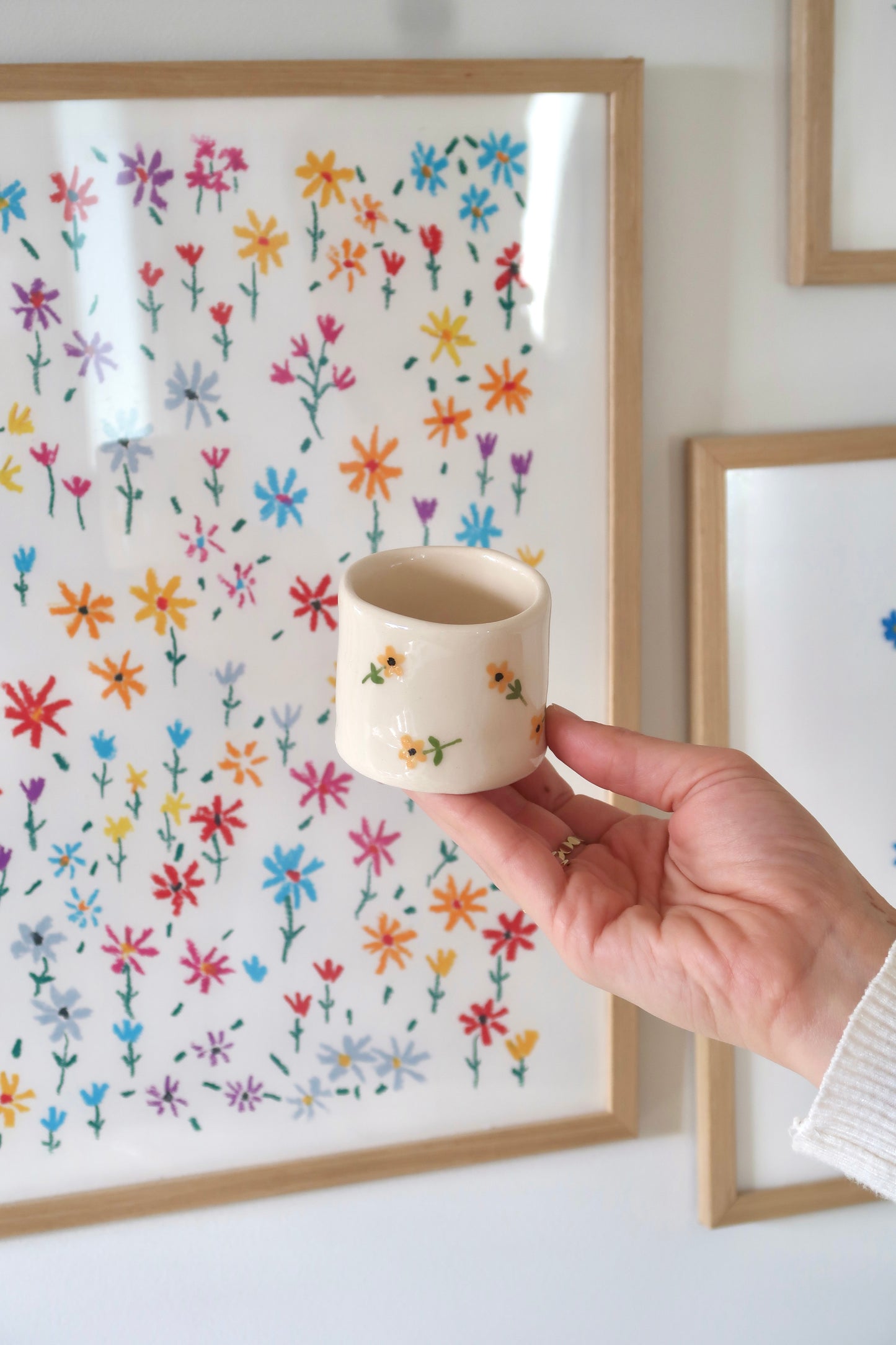 Coffee set with yellow flowers