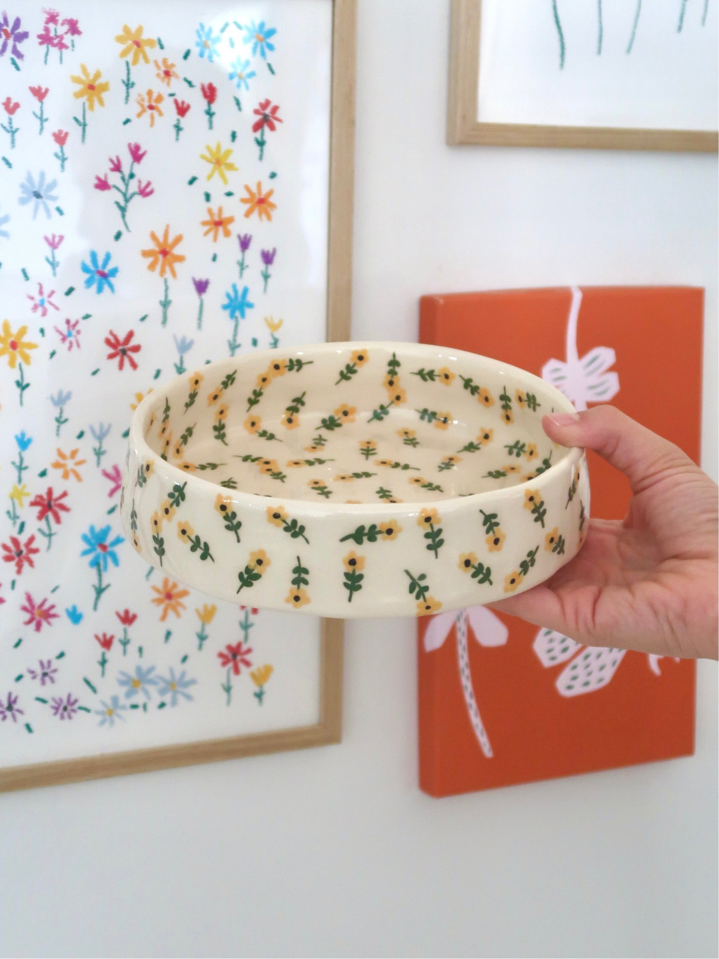 Bowl with yellow flowers - medium size