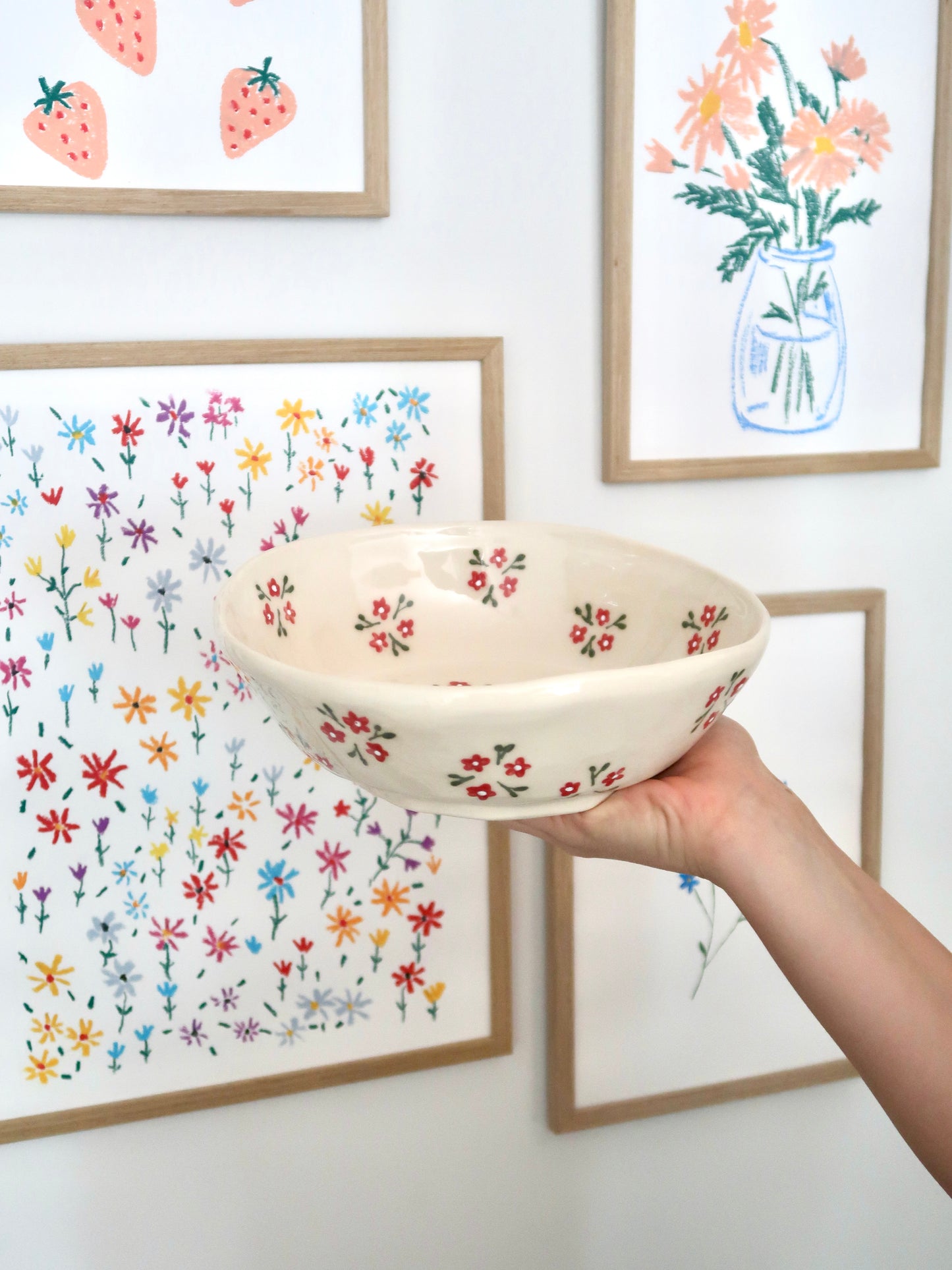 Large bowl with red flowers