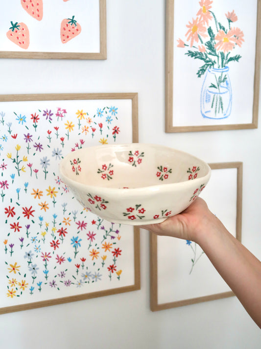 Large bowl with red flowers