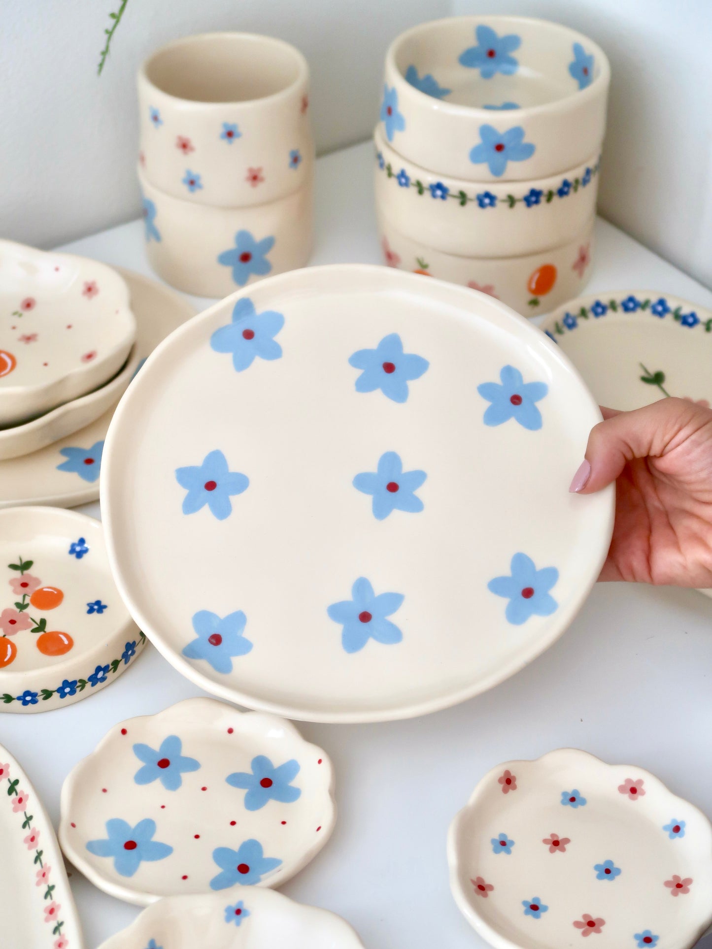 Plate with blue flowers