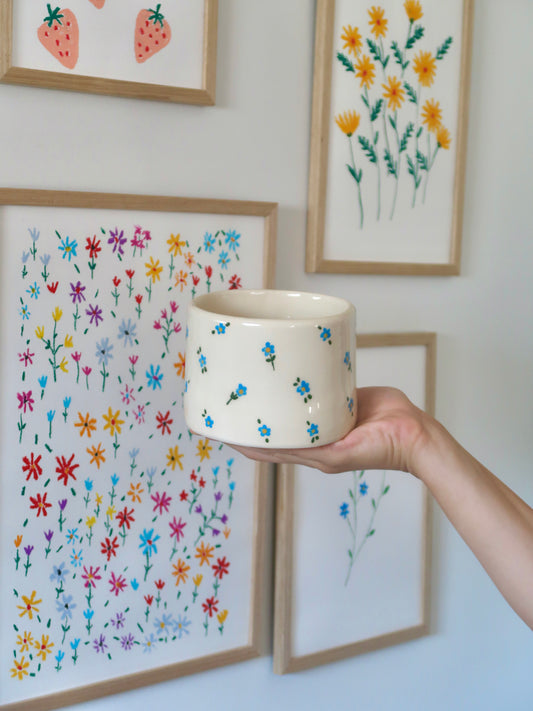 Vase with blue flowers