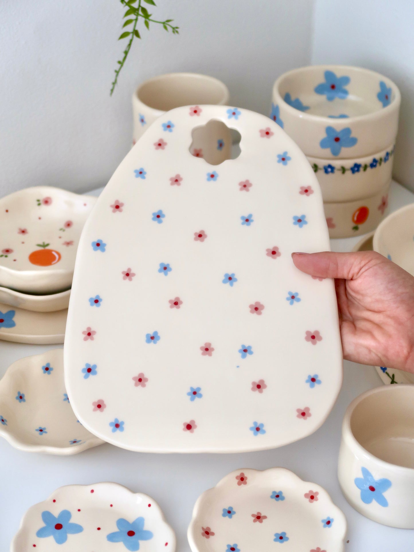 Kitchen Board with pink and blue flowers