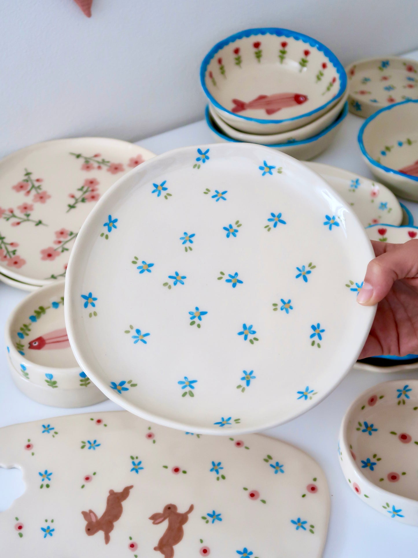 Plate with blue flowers