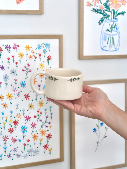 Mug with green flowers