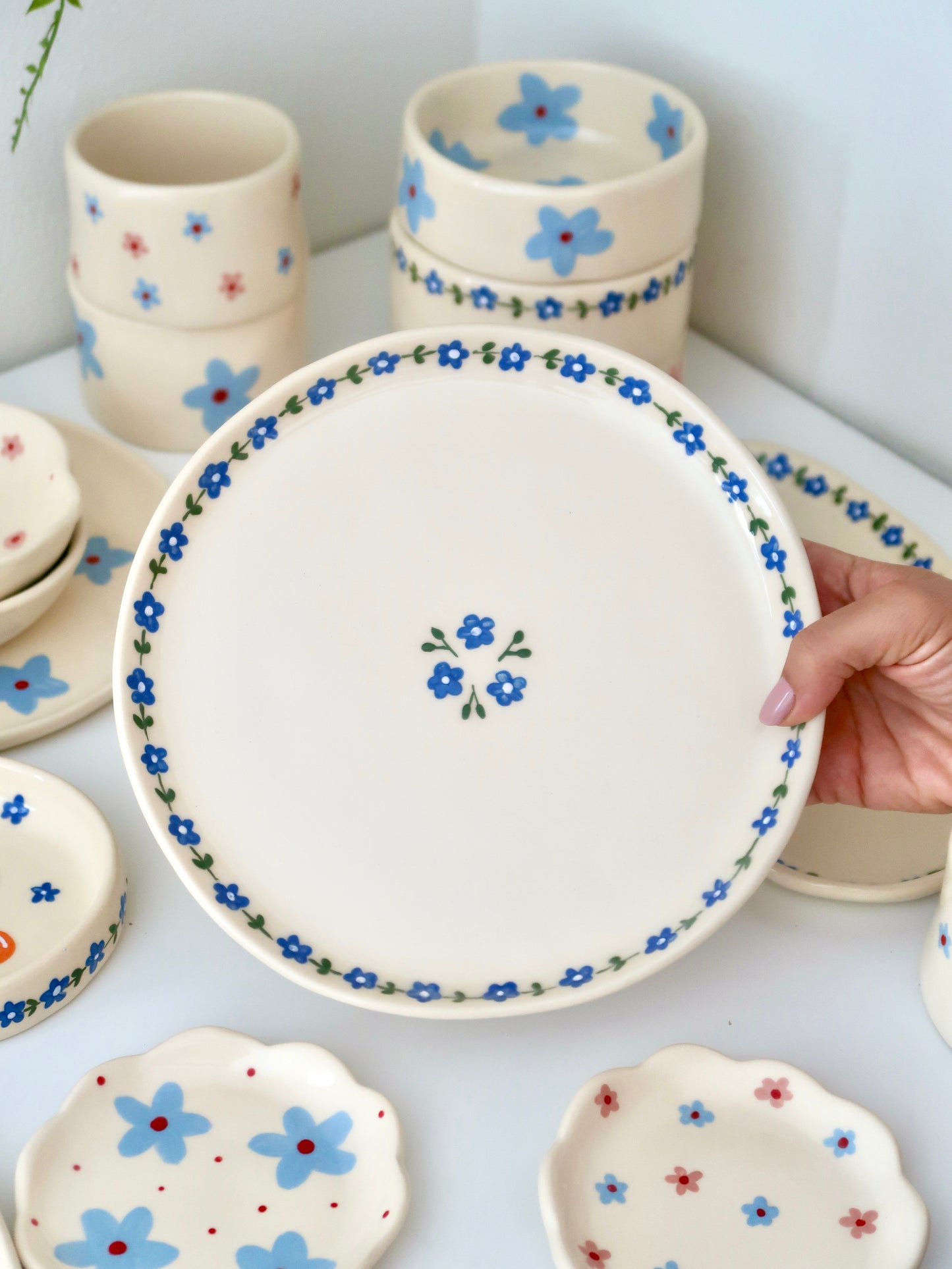 Plate with blue flowers