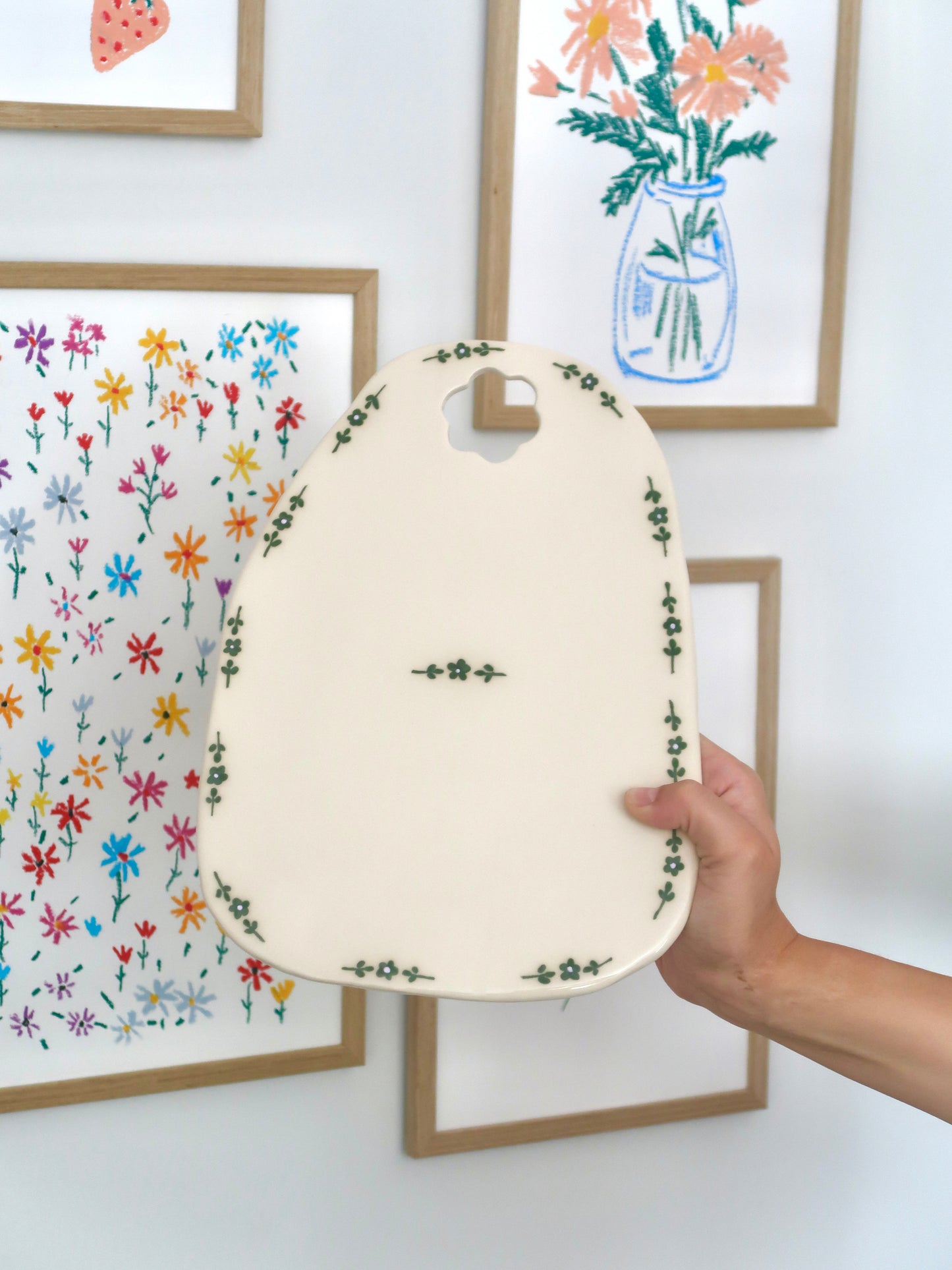 Kitchen board with green flowers