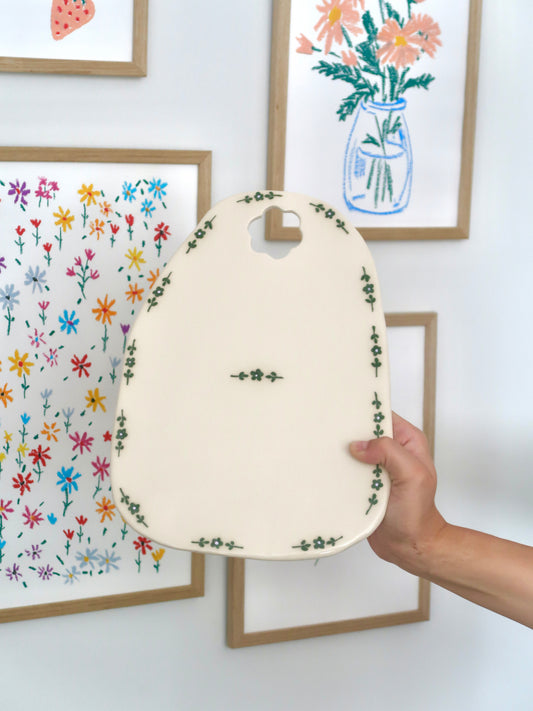 Kitchen board with green flowers