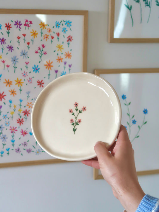Breakfast/ dessert plate with pink flowers - PRE-ORDER