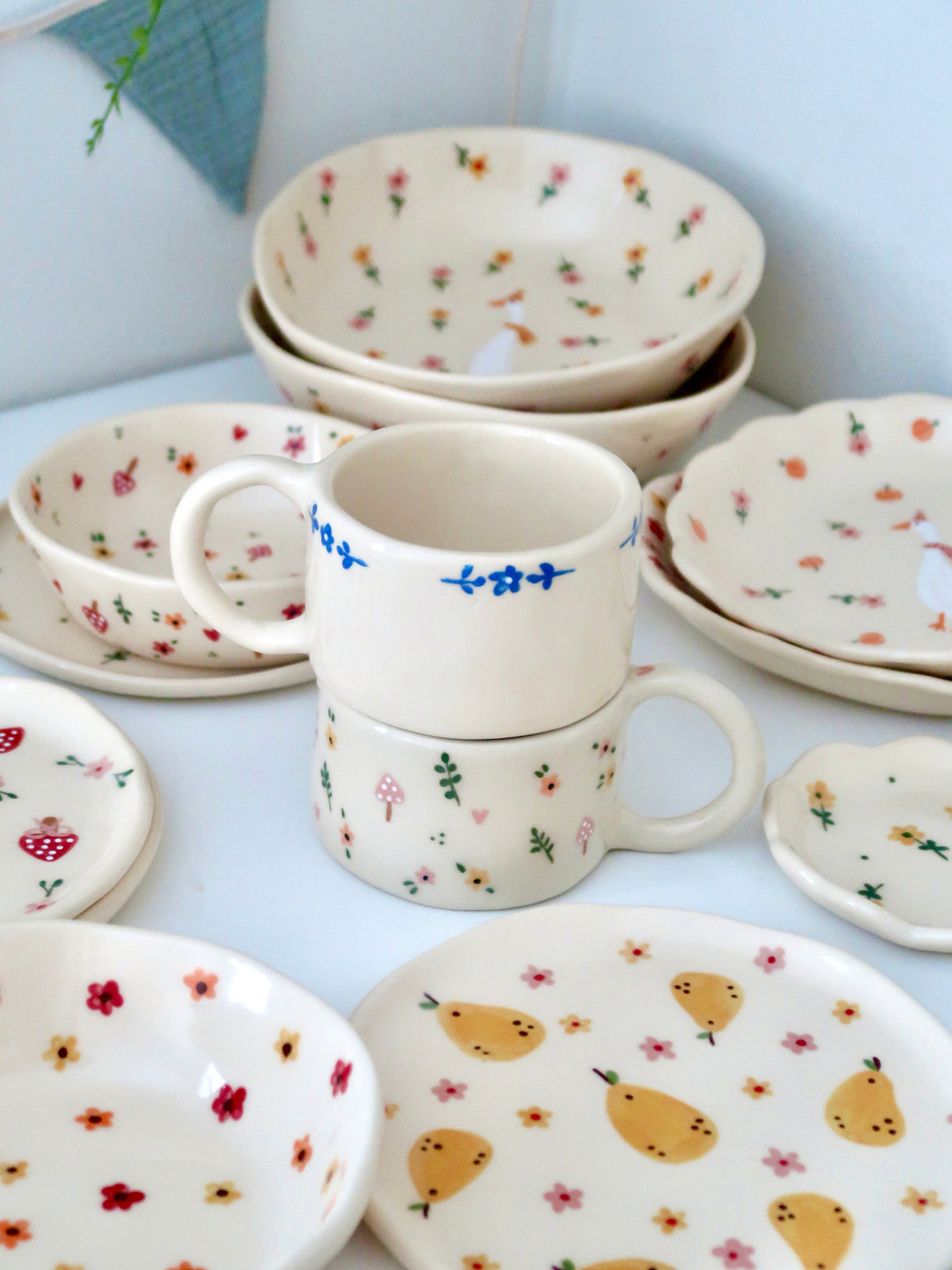 Mug with blue flowers