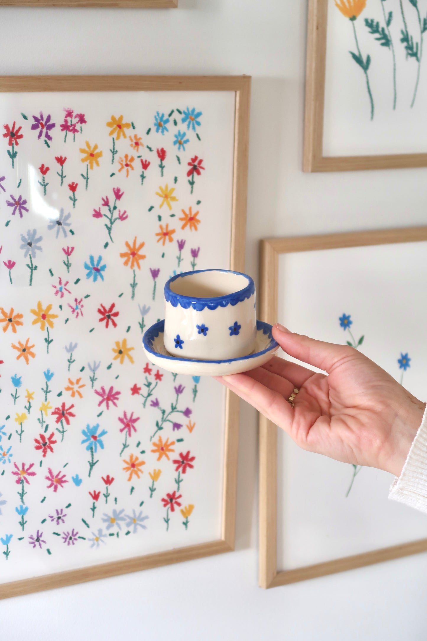 Coffee set with blue flowers