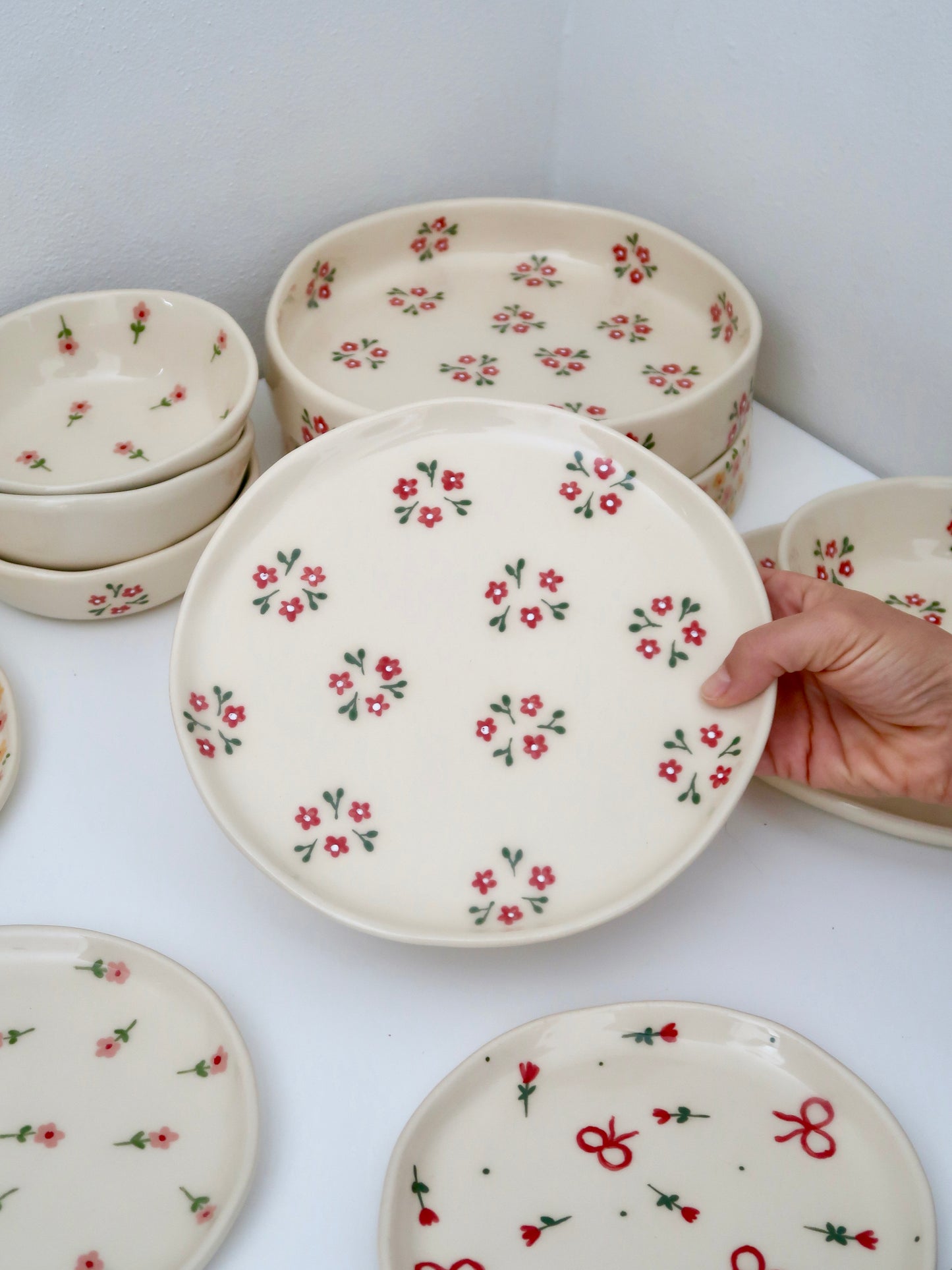 Plate with red flowers