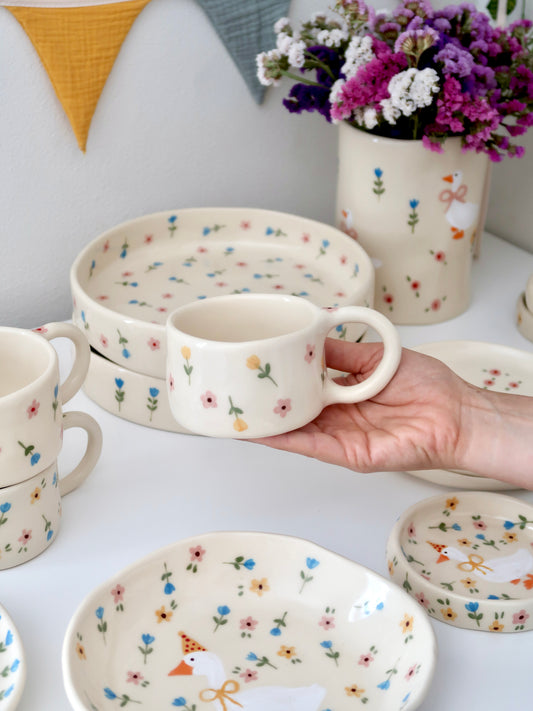 Mug with yellow and pink flowers