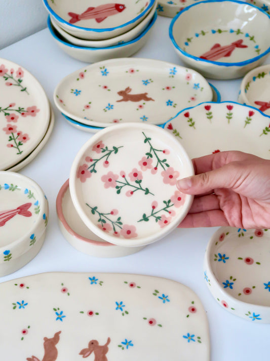 Ring dish with pink flowers