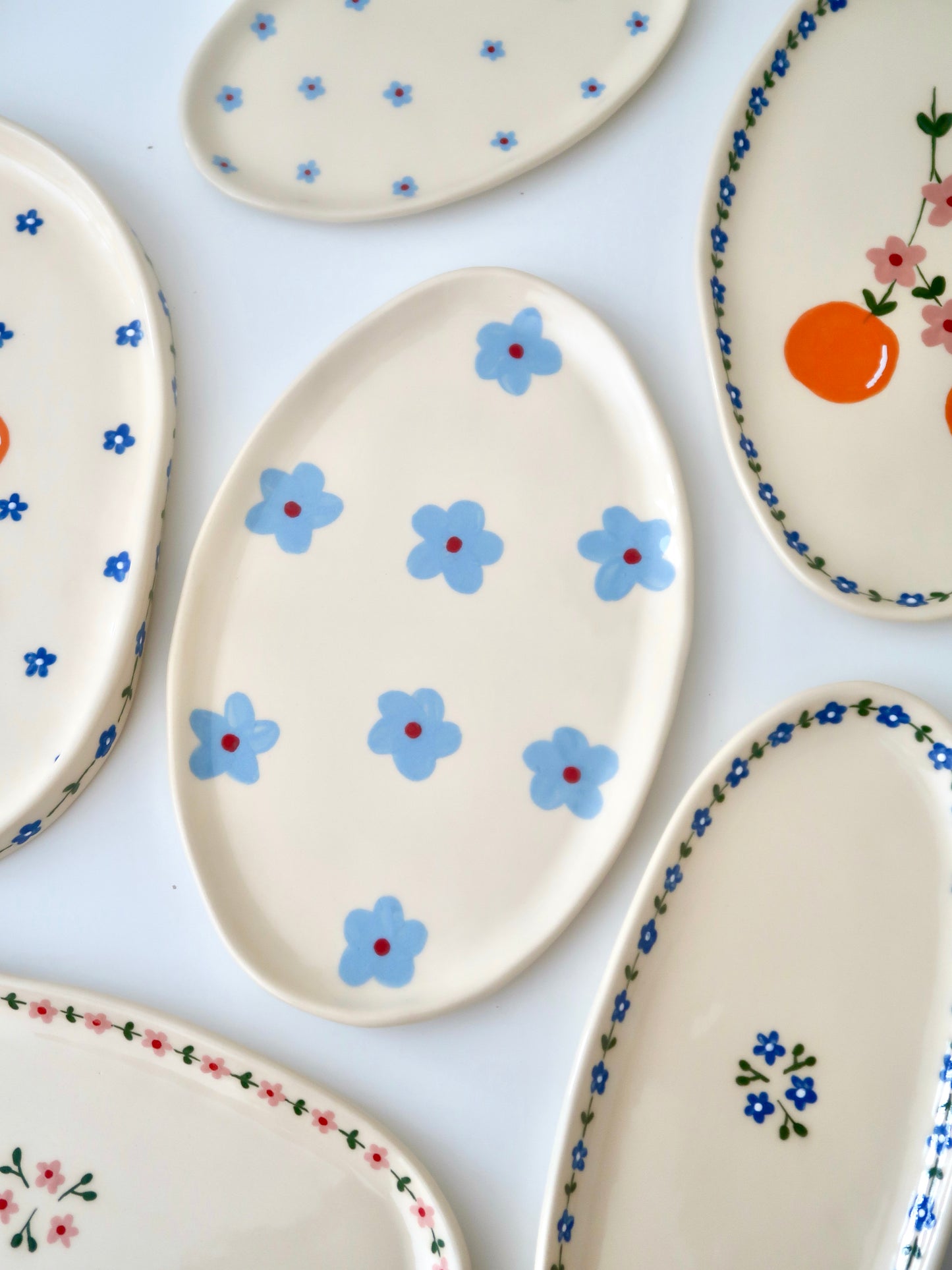 Platter with blue flowers