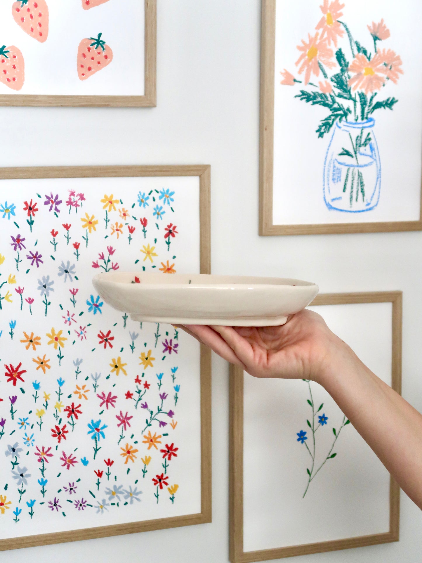 Platter with red flowers