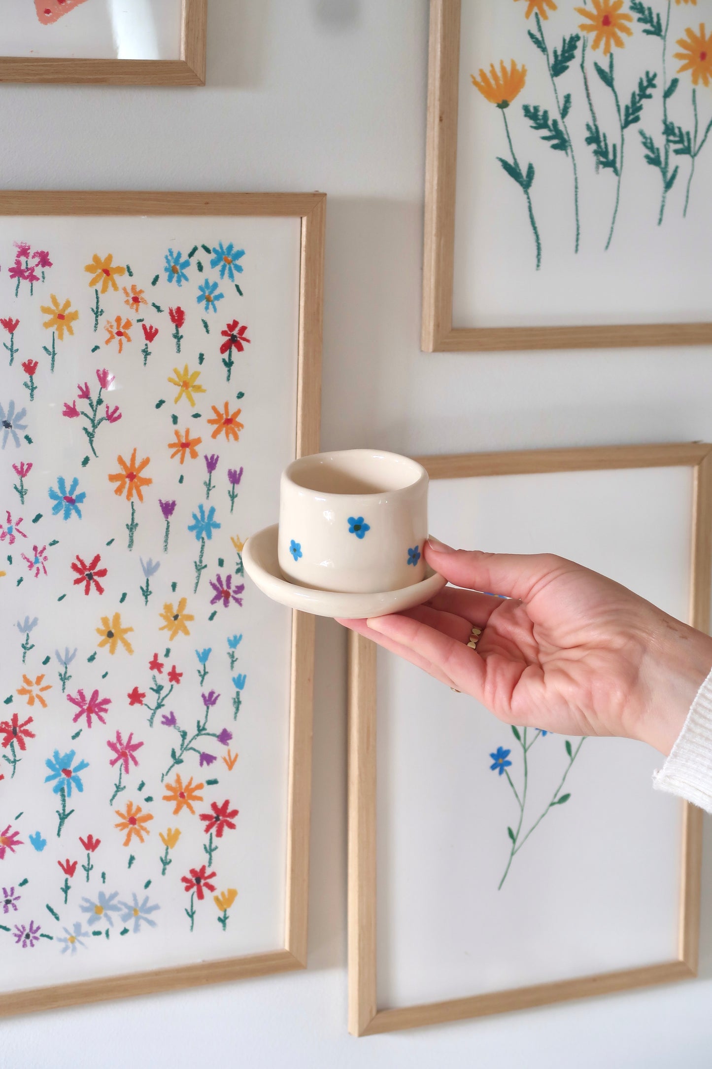 Coffee set with blue flowers