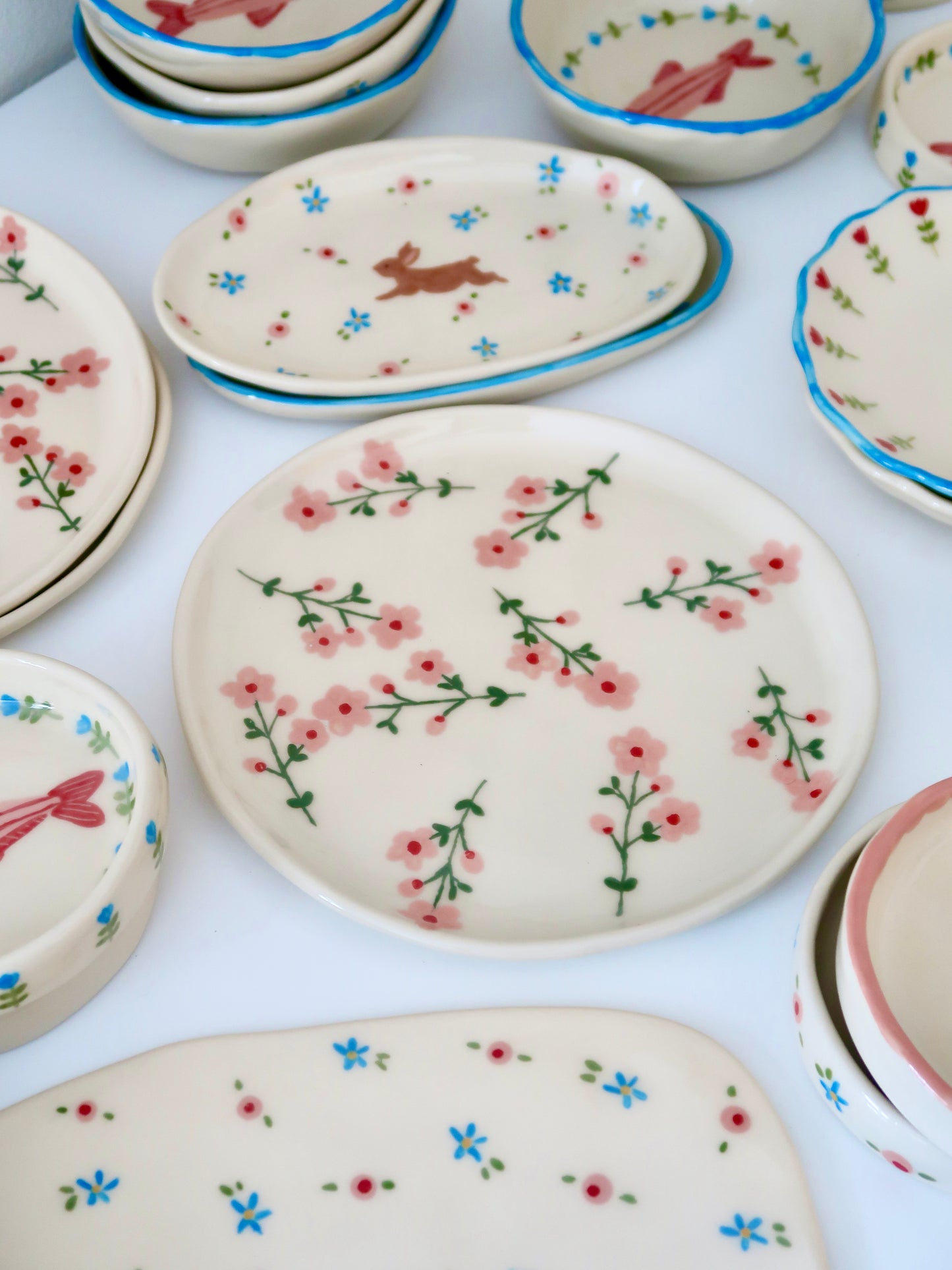 Plate with pink flowers