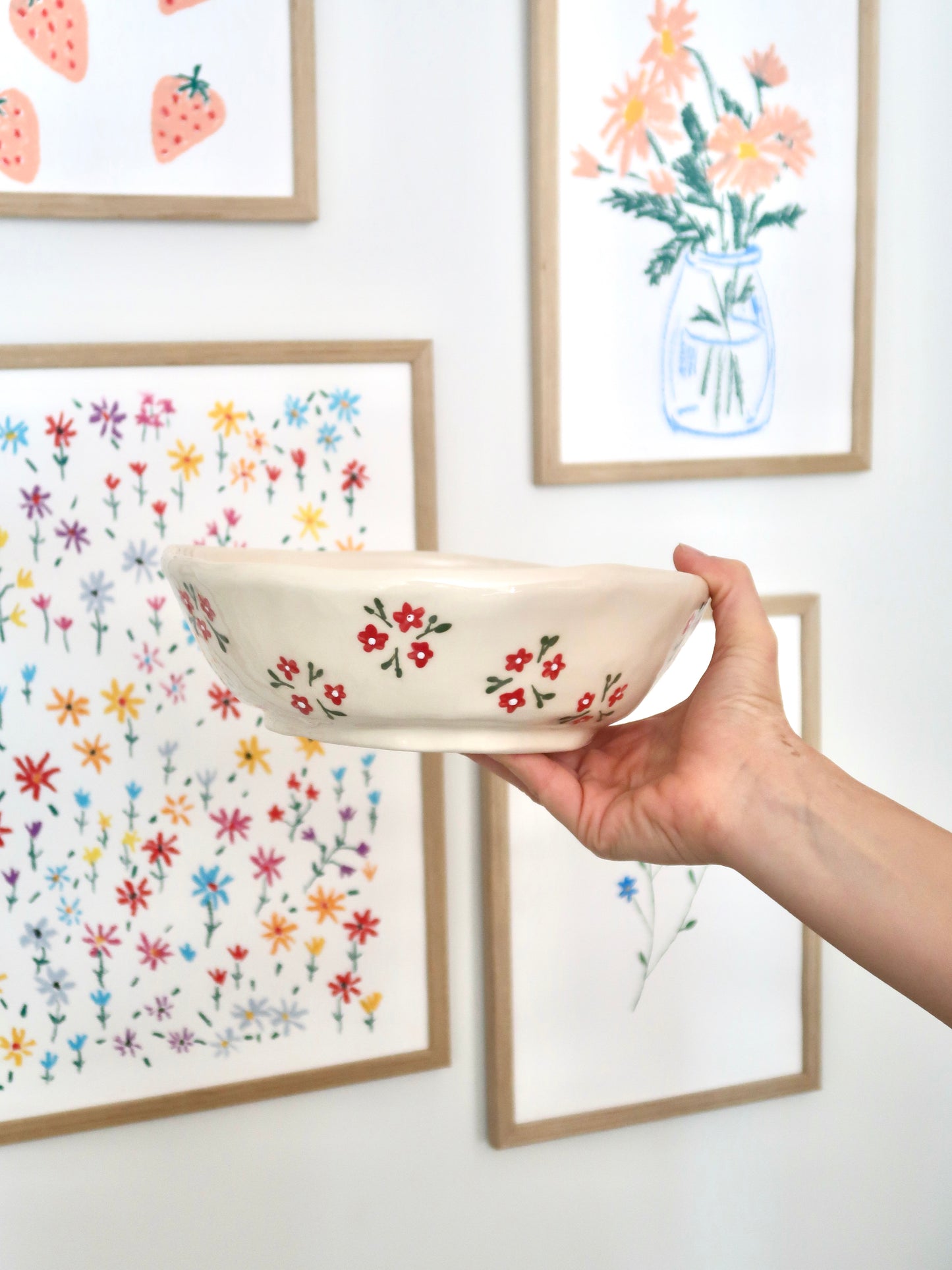 Large bowl with red flowers