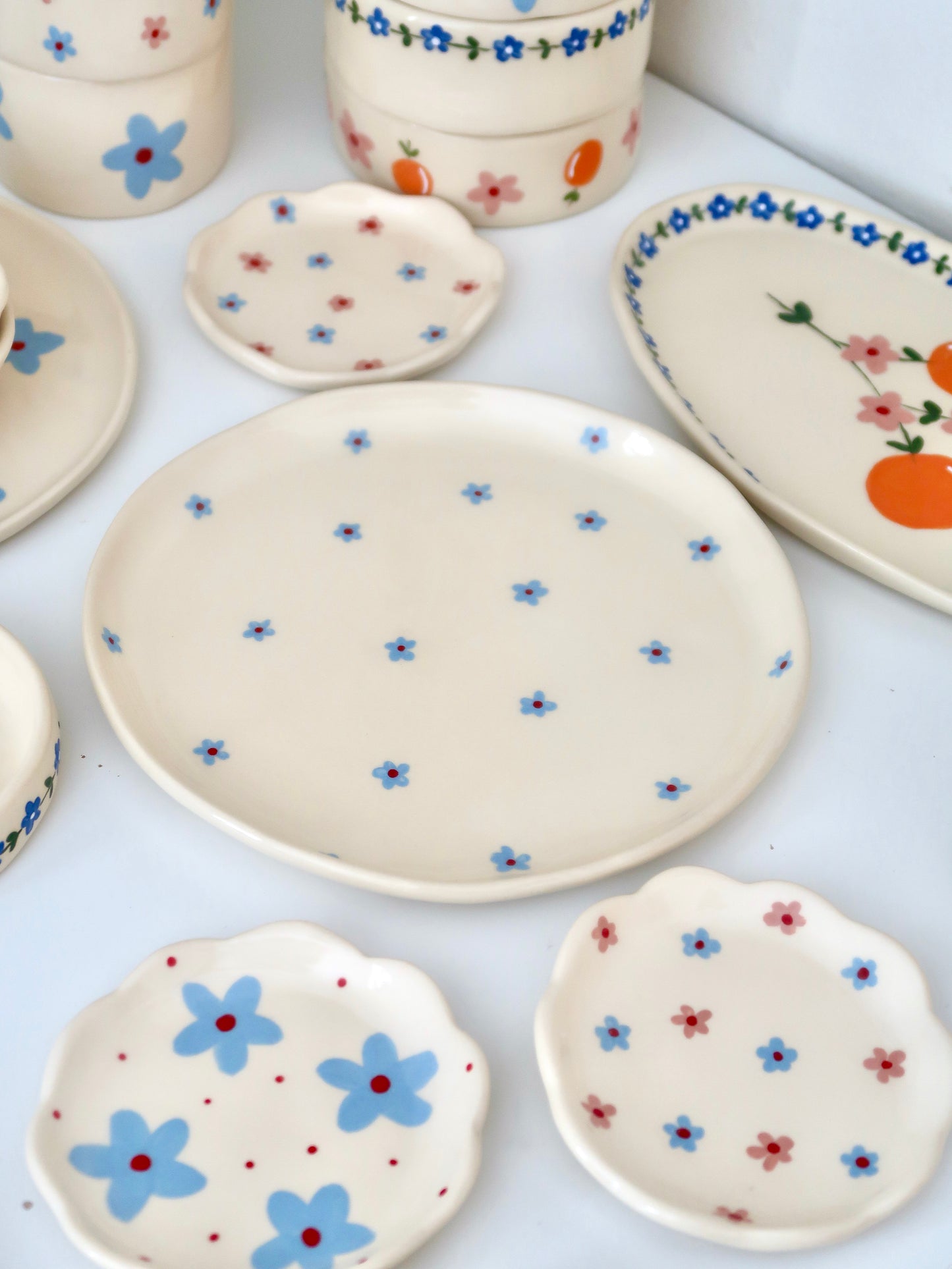 Plate with blue flowers