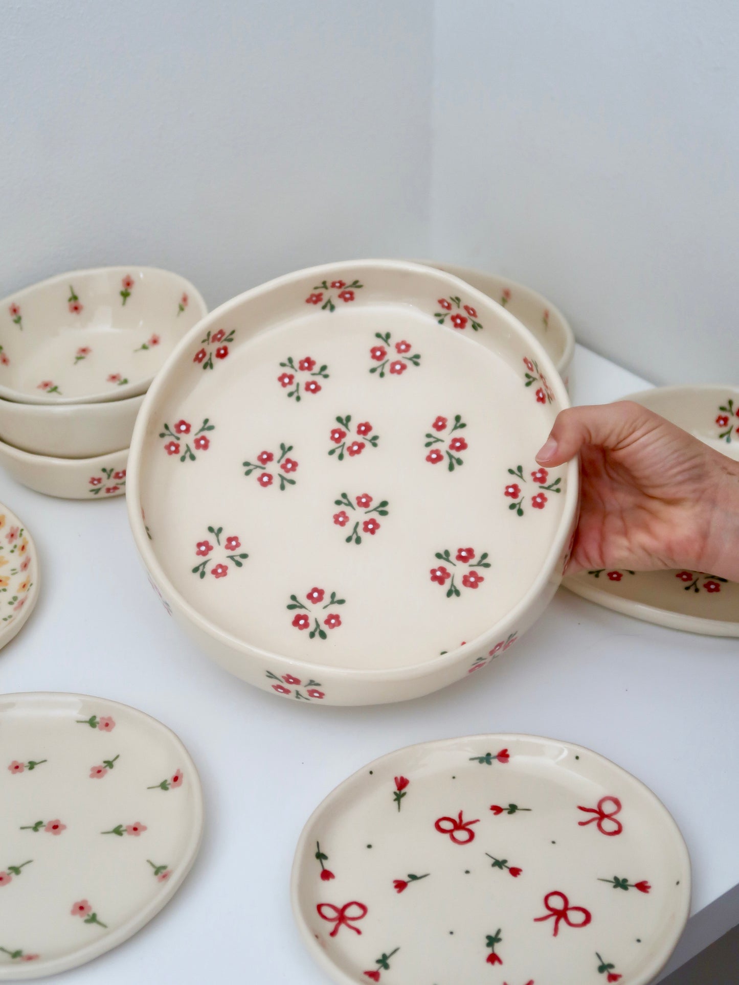 Large bowl with red flowers