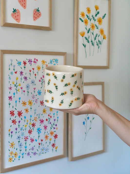 Vase with yellow flowers - medium size