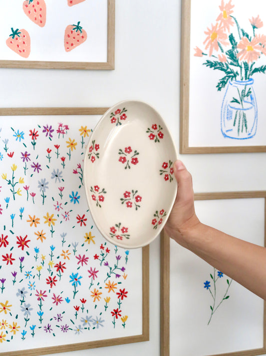 Platter with red flowers