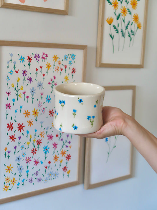 Vase with blue flowers