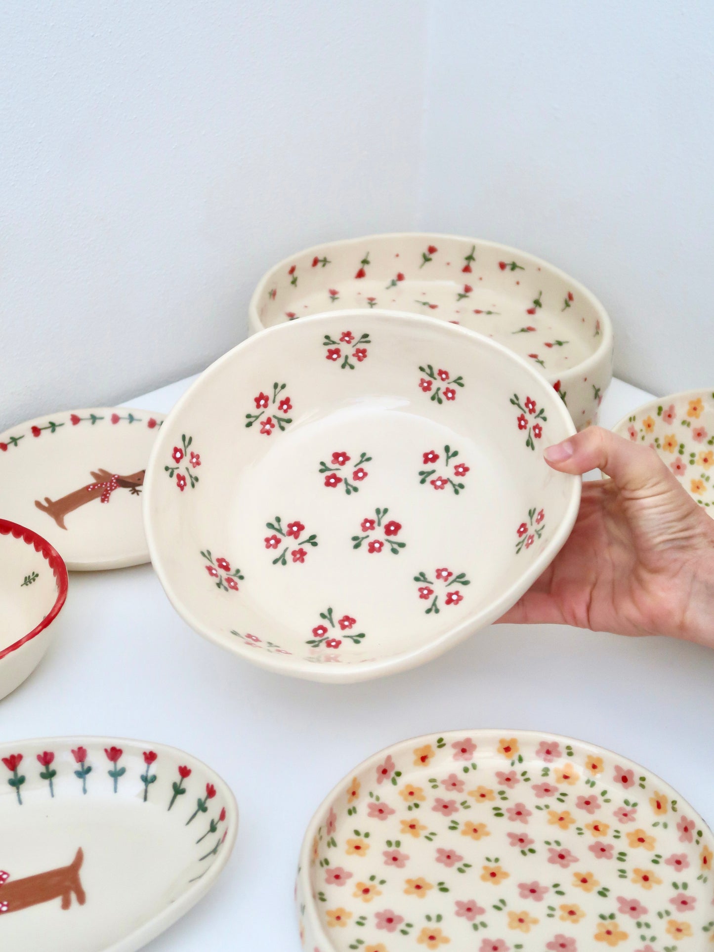 Large bowl with red flowers