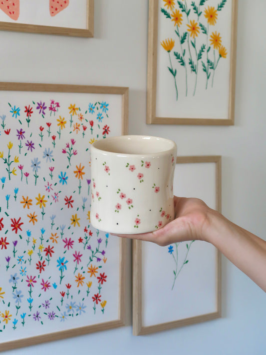 Vase with pink flowers  - medium vase