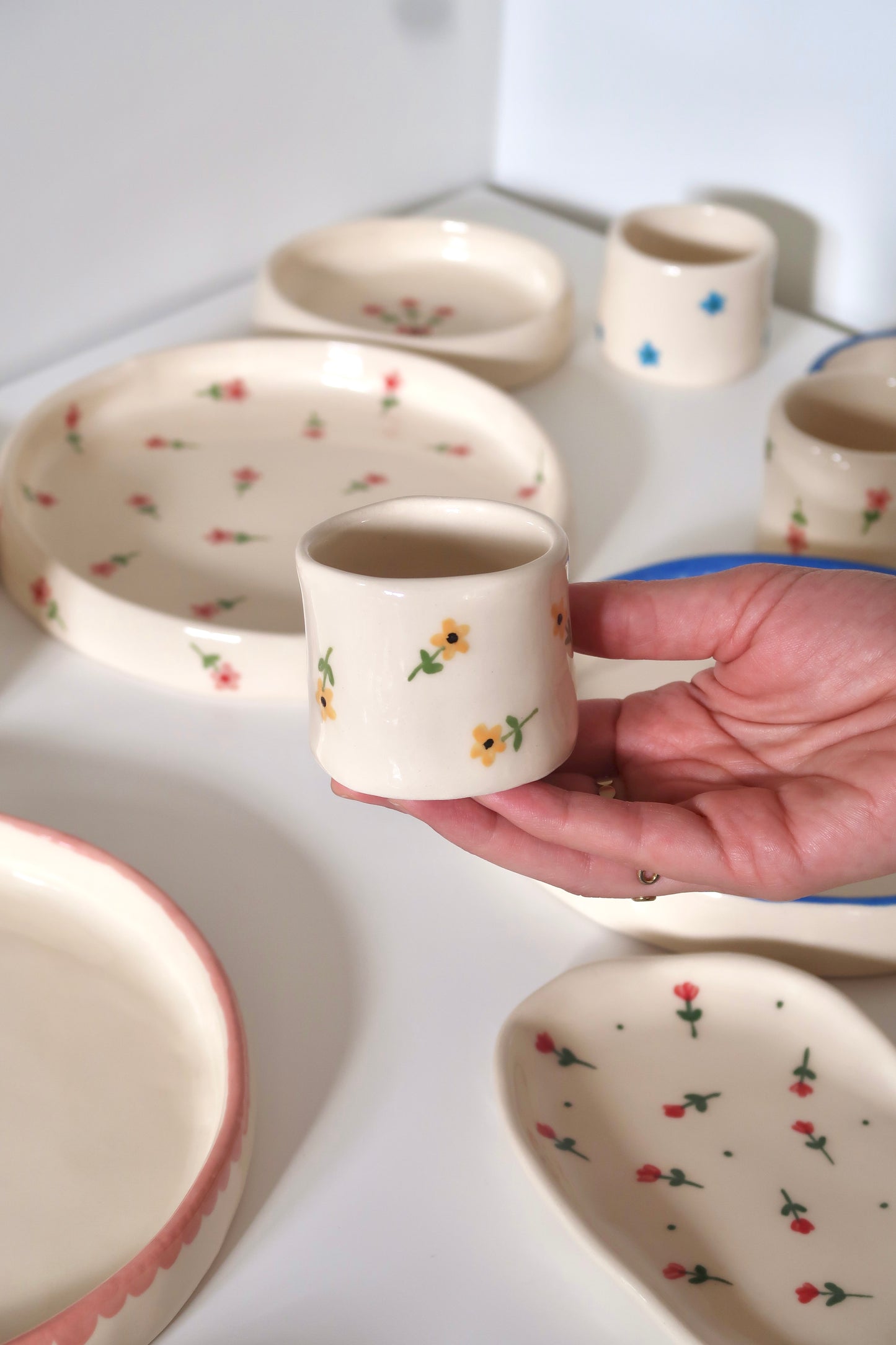 Coffee set with yellow flowers