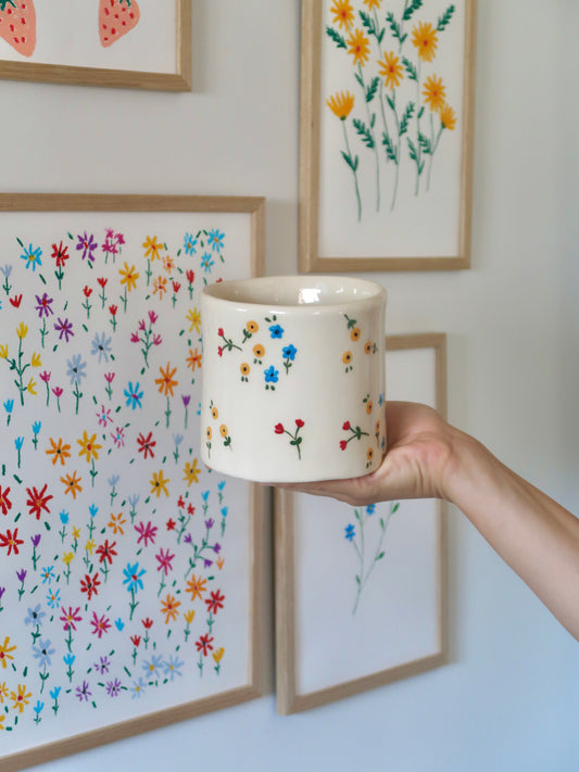 Vase with multicolor flowers - medium size