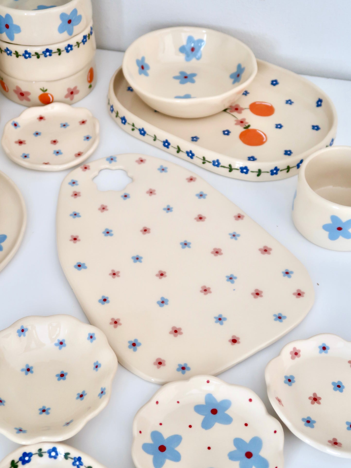 Kitchen Board with pink and blue flowers