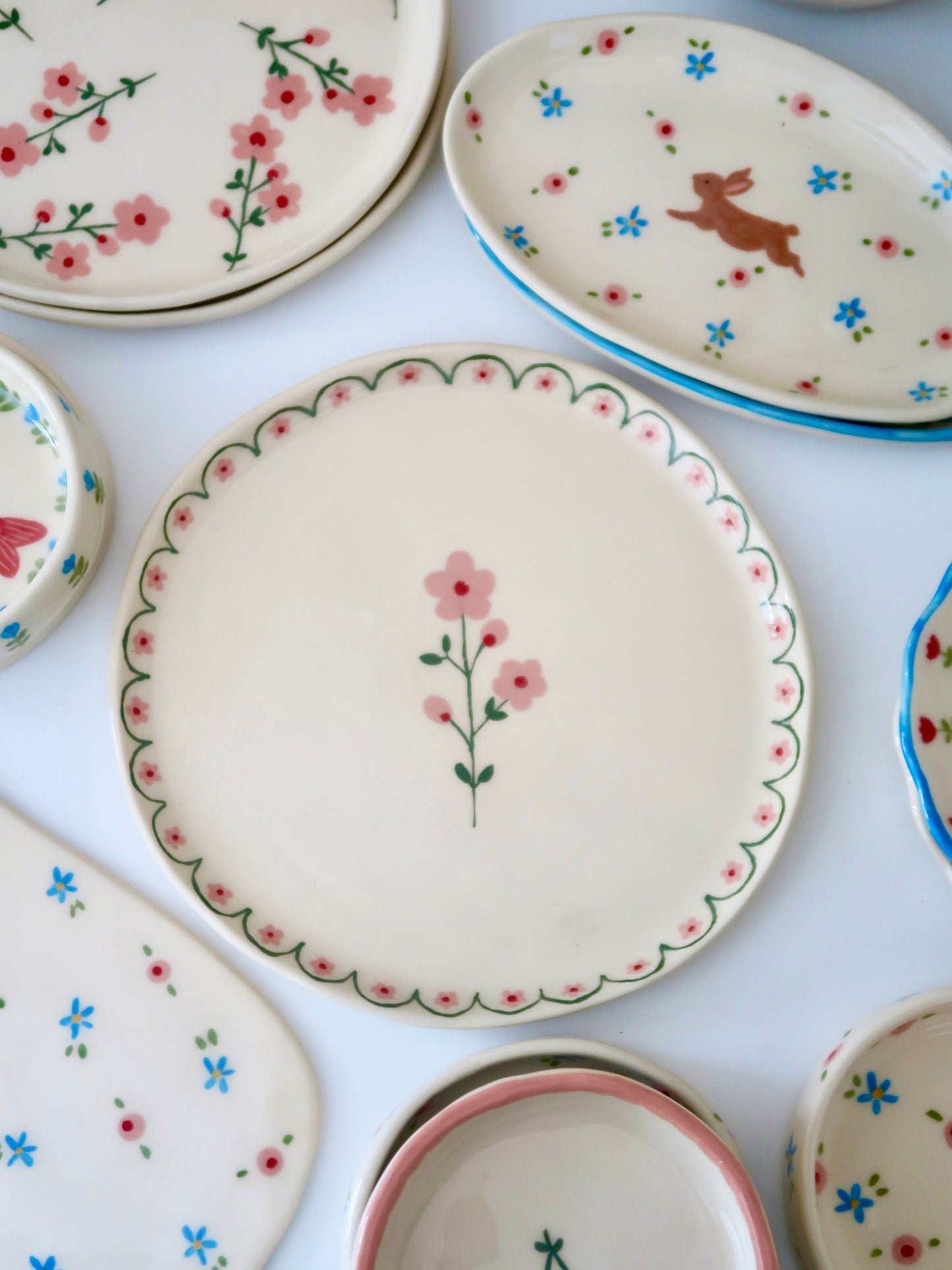 Plate with pink flowers