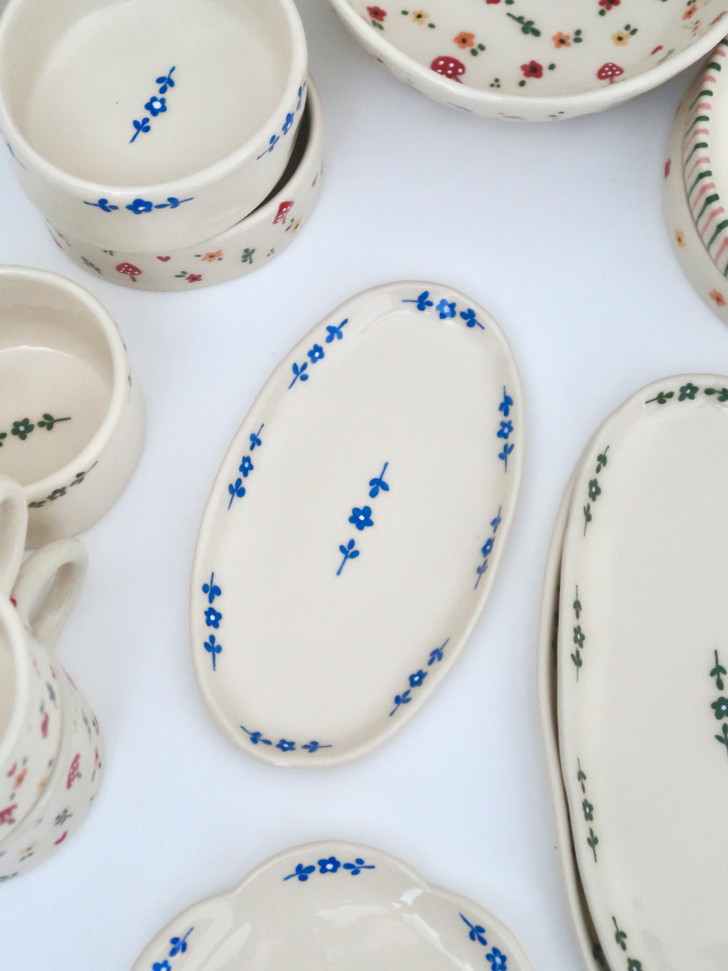 Platter with blue flowers