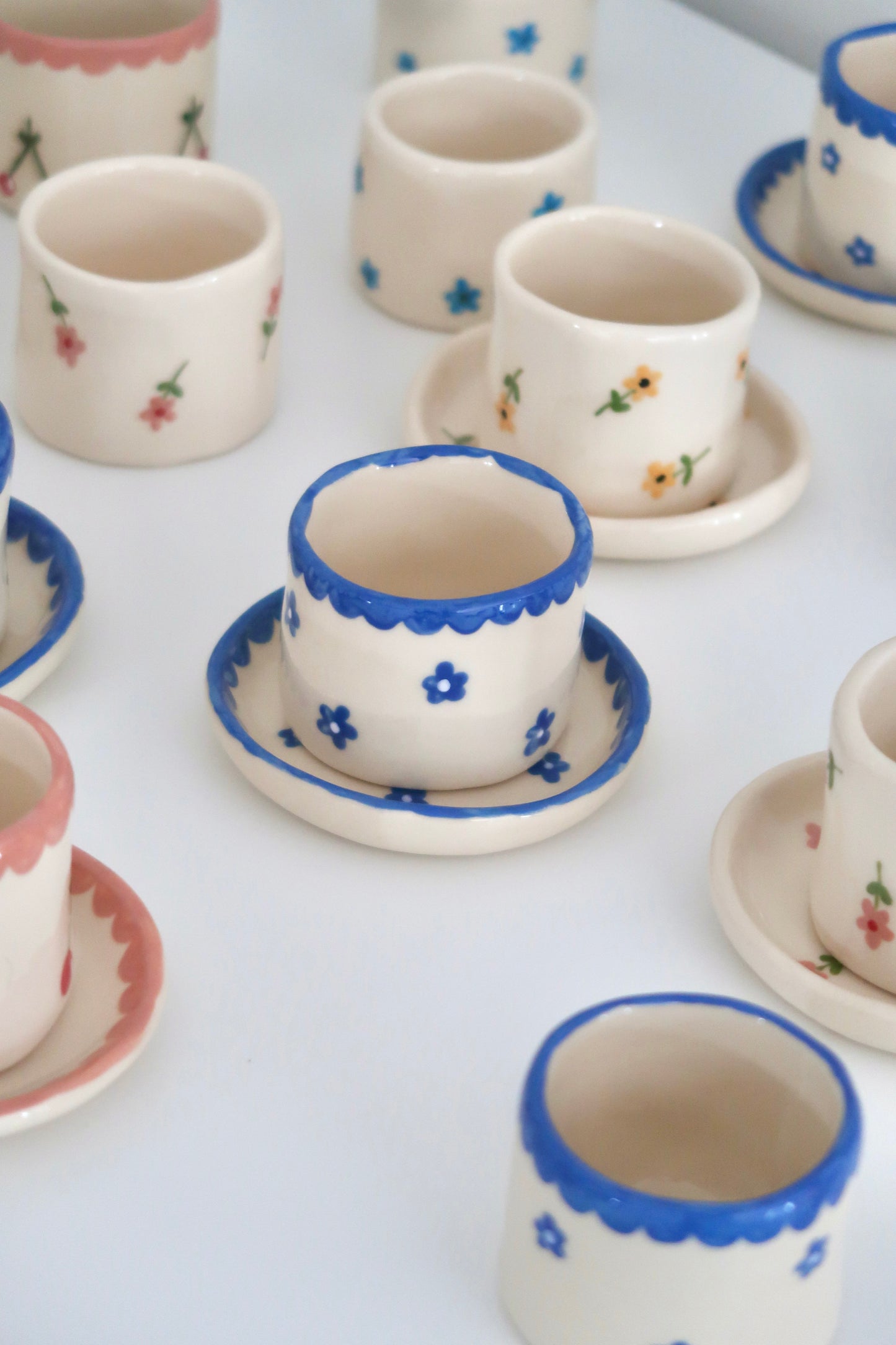 Coffee set with blue flowers