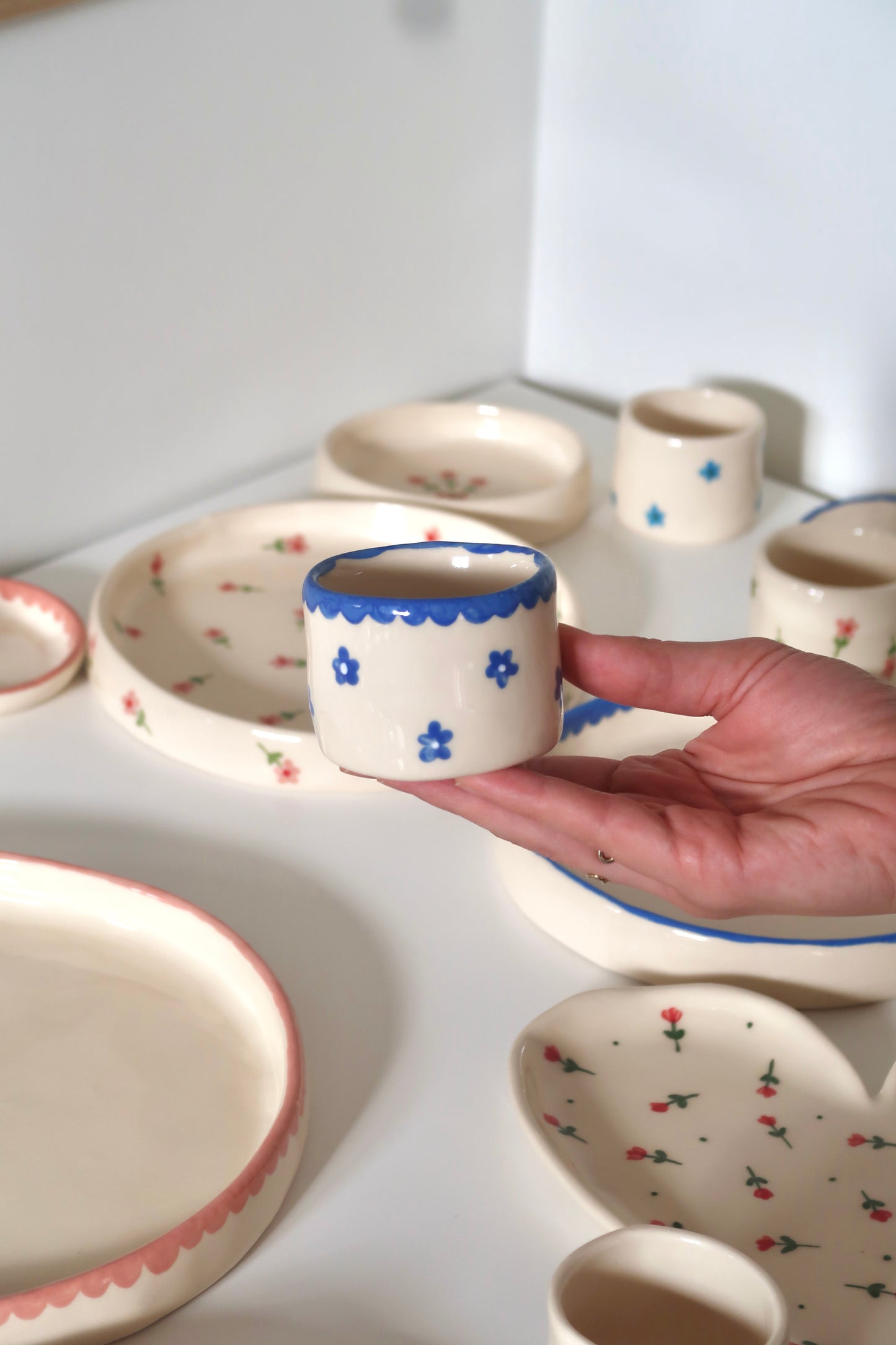 Coffee set with blue flowers