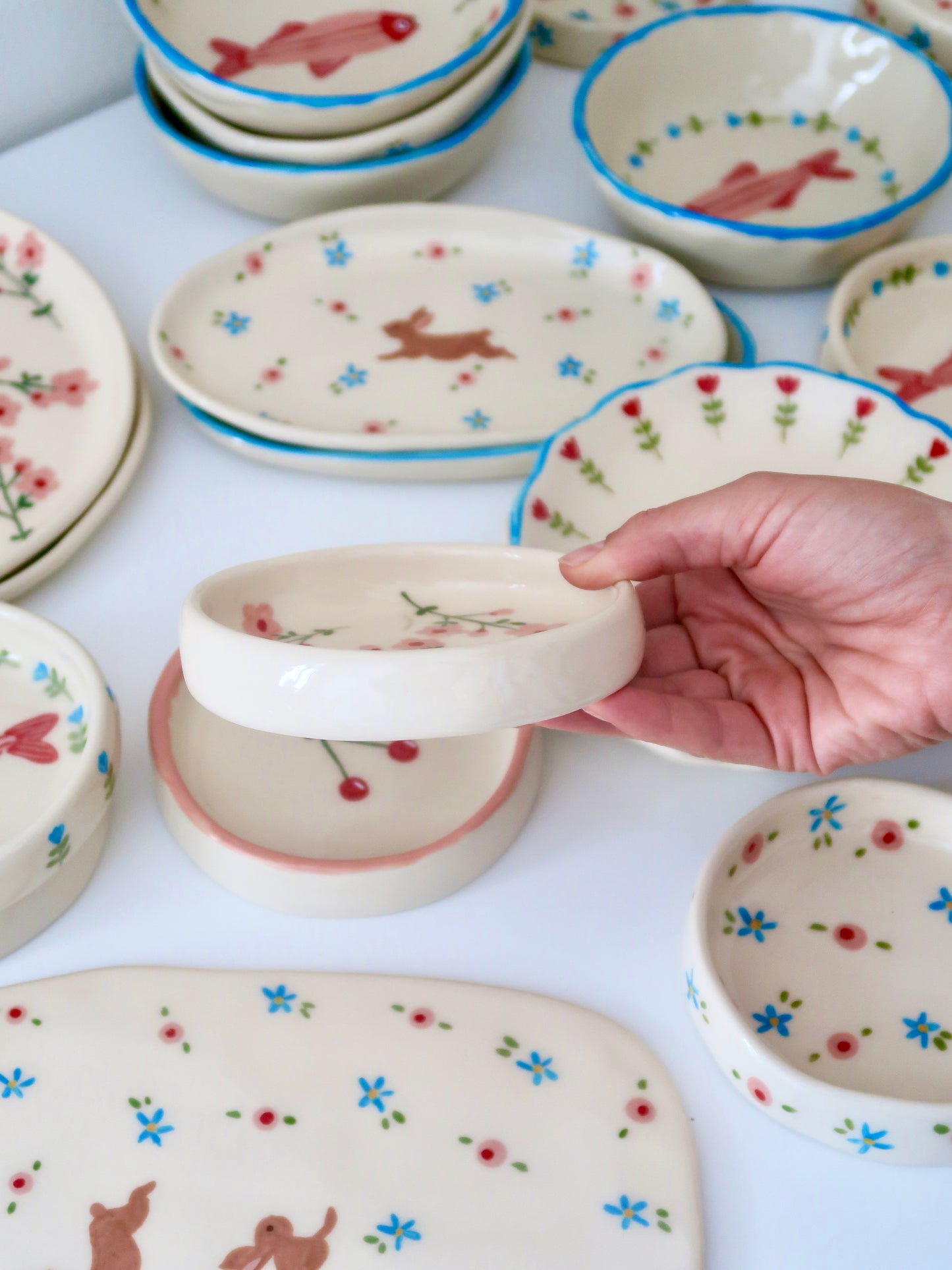 Ring dish with pink flowers