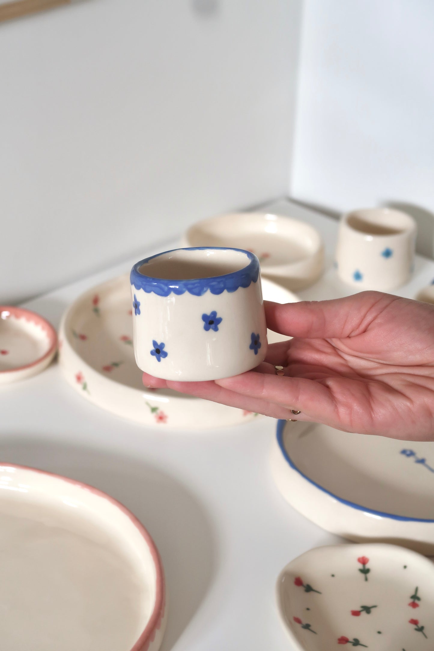 Coffee set with blue flowers