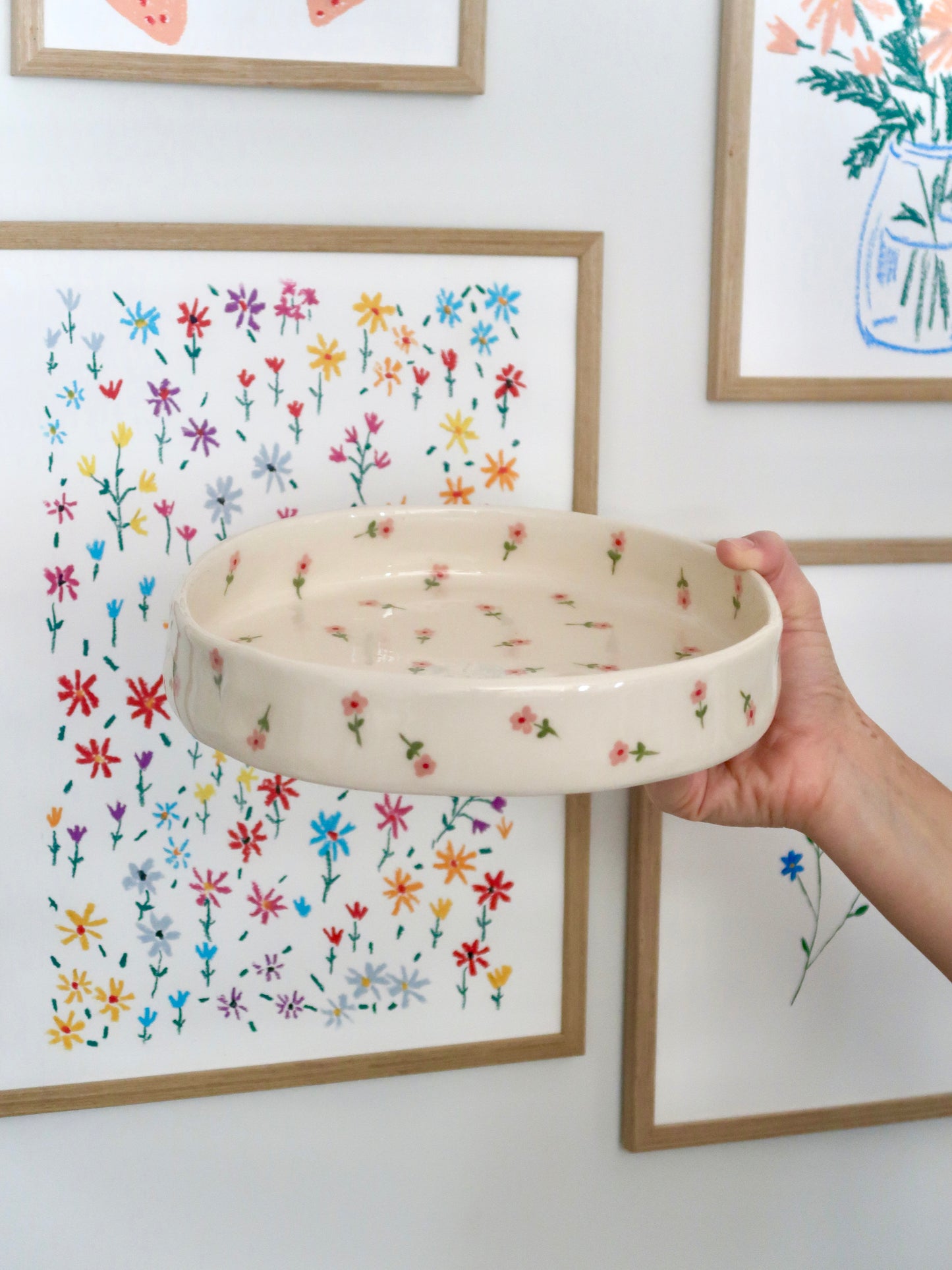 Large bowl with pink flowers