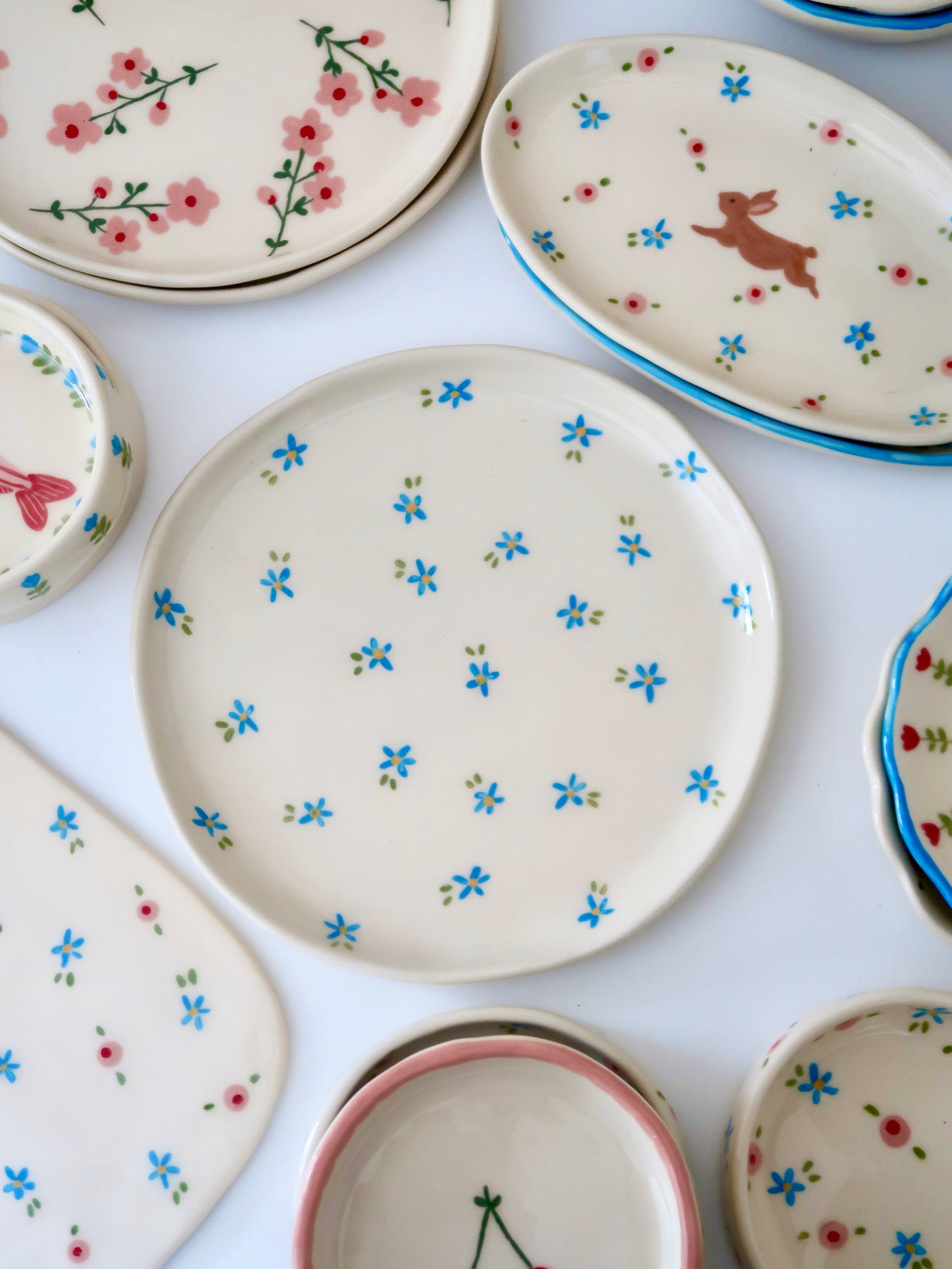 Plate with blue flowers